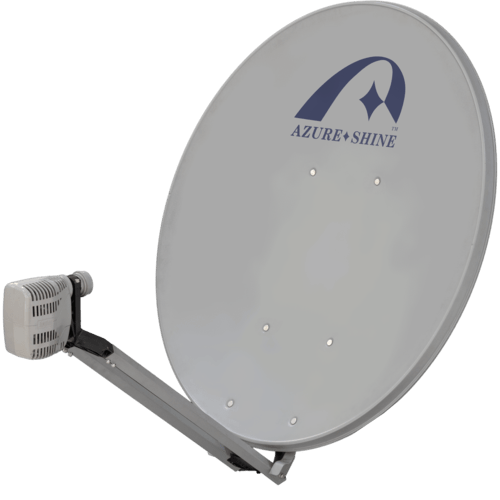 High-quality Azure Shine VSAT satellite dish antenna, with a durable grey finish, designed for reliable performance and connectivity.